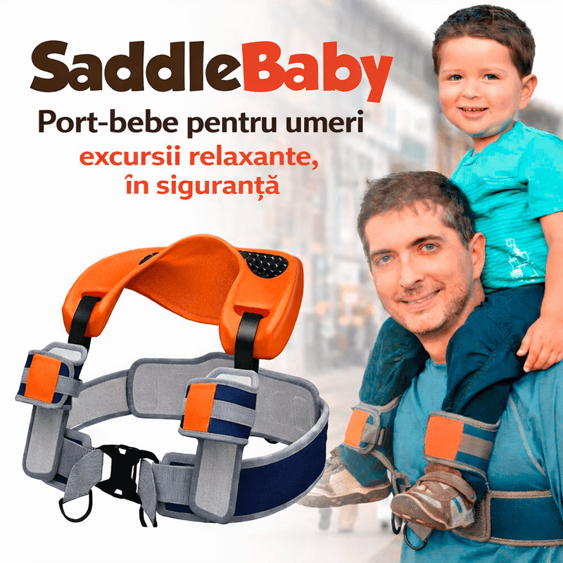 Jucarii, Copii si Bebe - Carucioare si articole de transport - Marsupii si hamuri bebe - Port bebe HAWIRE SaddleBaby, ergonomic, portocaliu, 2-5 ani, pana la 22kg - Infinity.ro