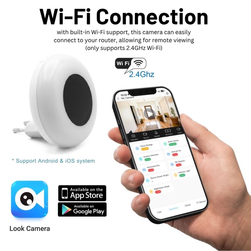 Laptop, Telefoane si Tablete - Wearables si gadgeturi - Gadgeturi - Dispozitive spionaj - Camera Spion in Lampa de veghe cu Ceas iUni IP71, Wi-Fi, Full HD, Night Vision, Vizualizare Live pe telefon - Infinity.ro