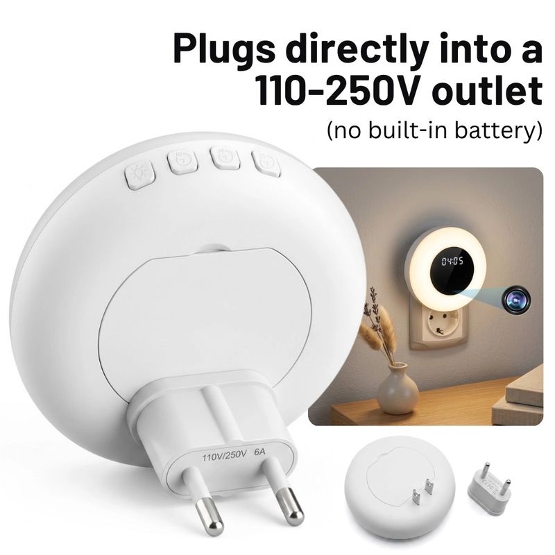 Laptop, Telefoane si Tablete - Wearables si gadgeturi - Gadgeturi - Dispozitive spionaj - Camera Spion in Lampa de veghe cu Ceas iUni IP71, Wi-Fi, Full HD, Night Vision, Vizualizare Live pe telefon - Infinity.ro