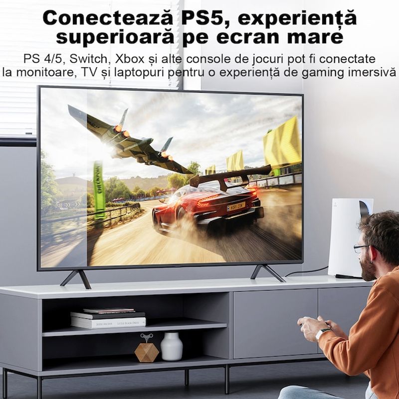 PC, gaming si accesorii - Retelistica - Cabluri si accesorii - Cablu HDMI 2.1 Tata-Tata 8k60hz 4k144hz, PRESTIGE CHARGE®, 20 Metri, 48Gbps, HDR Dinamic, Fibra Optica, 7.1 Panoramic - Infinity.ro