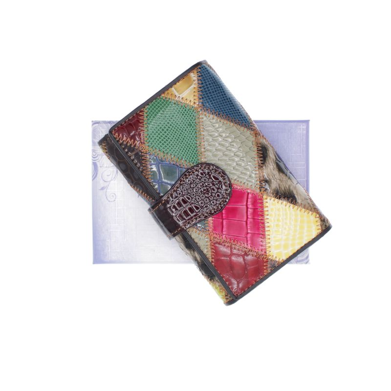 Fashion, accesorii si bijuterii - Femei - Accesorii femei - Portofele femei - Portofel de dama, din piele naturala, ButicCochet, 14x9x3 cm, Multicolor - PR1175 - Infinity.ro
