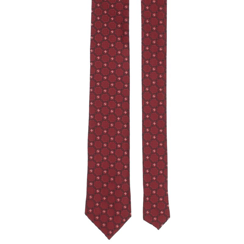 Fashion, accesorii si bijuterii - Barbati - Accesorii barbati - Cravate si papioane barbati - Cravata, din material sintetic, 145 x 5.5 cm, Visiniu - CRV316 - Infinity.ro