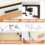 Casa si Gradina - Mobilier - Comode si corpuri - Comode - Comoda Moderna cu 5 Sertare 65x34x102 Cm, Comoda Inalta Din MDF si Ratan Natural, Manere Si Picioare Metalice, - Infinity.ro