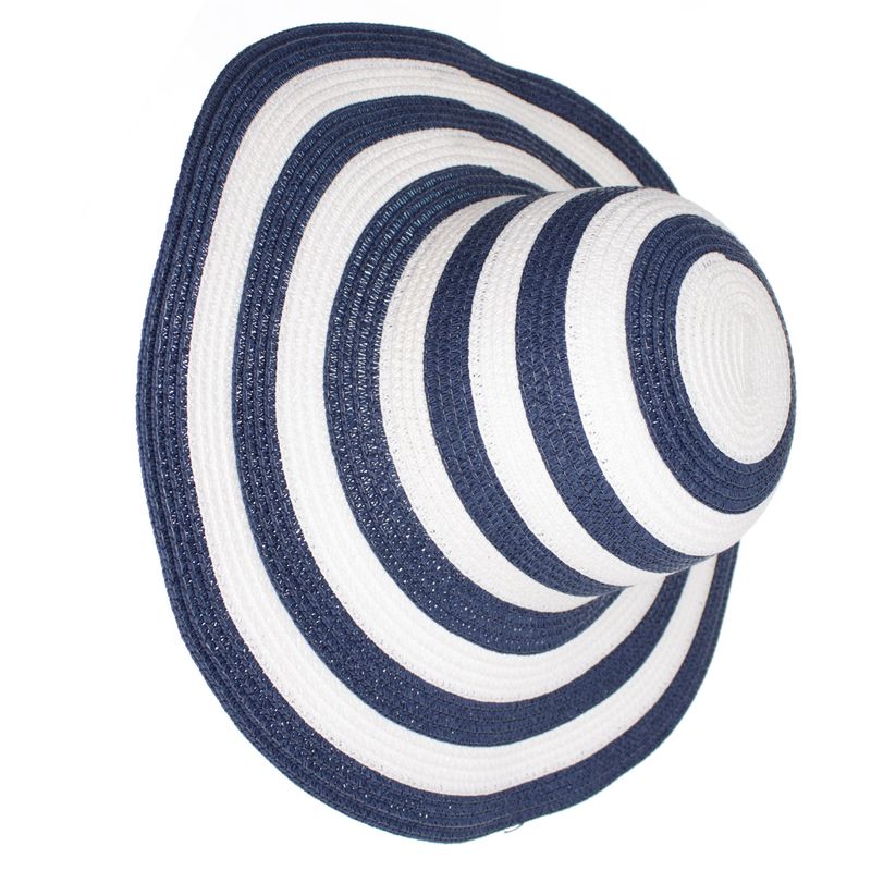 Fashion, accesorii si bijuterii - Femei - Accesorii femei - Caciuli si palarii femei - Palarie de soare dama, marime universala, 95% hartie 5% poliester, bor mare, Alb cu albastru - PAL1878 - Infinity.ro
