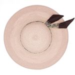 Fashion, accesorii si bijuterii - Femei - Accesorii femei - Caciuli si palarii femei - Palarie de soare dama, marime universala, 95%  hartIe  5% poliester, bor mare, cu accesoriu decorativ, Roz - PAL1876 - Infinity.ro