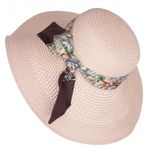Fashion, accesorii si bijuterii - Femei - Accesorii femei - Caciuli si palarii femei - Palarie de soare dama, marime universala, 95%  hartIe  5% poliester, bor mare, cu accesoriu decorativ, Roz - PAL1876 - Infinity.ro