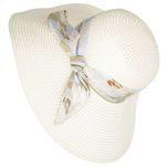 Fashion, accesorii si bijuterii - Femei - Accesorii femei - Caciuli si palarii femei - Palarie de soare dama, marime universala, 95% hartie 5% poliester, bor mare, cu accesoriu decorativ, Crem - PAL1875 - Infinity.ro