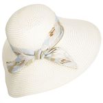 Fashion, accesorii si bijuterii - Femei - Accesorii femei - Caciuli si palarii femei - Palarie de soare dama, marime universala, 95% hartie 5% poliester, bor mare, cu accesoriu decorativ, Crem - PAL1875 - Infinity.ro