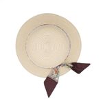 Fashion, accesorii si bijuterii - Femei - Accesorii femei - Caciuli si palarii femei - Palarie de soare dama, marime universala, 95% hartie 5% poliester, bor mic, cu accesoriu decorativ, Bej - PAL1872 - Infinity.ro