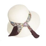 Fashion, accesorii si bijuterii - Femei - Accesorii femei - Caciuli si palarii femei - Palarie de soare dama, marime universala, 95% hartie 5% poliester, bor mic, cu accesoriu decorativ, Crem - PAL1871 - Infinity.ro