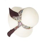 Fashion, accesorii si bijuterii - Femei - Accesorii femei - Caciuli si palarii femei - Palarie de soare dama, marime universala, 95% hartie 5% poliester, bor mic, cu accesoriu decorativ, Crem - PAL1871 - Infinity.ro