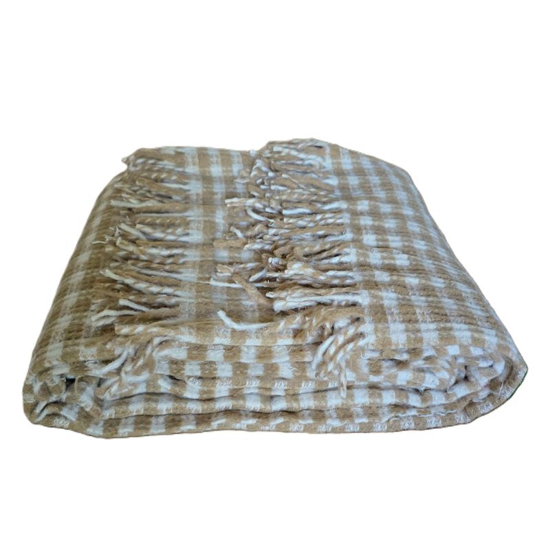 Casa si Gradina - Textile si covoare - Pături și cuverturi - Cuverturi - Patura Kotonia Home - Sarra pentru pat dublu, dimensiunea 180x230 cm, caramel cu ciucuri - Infinity.ro