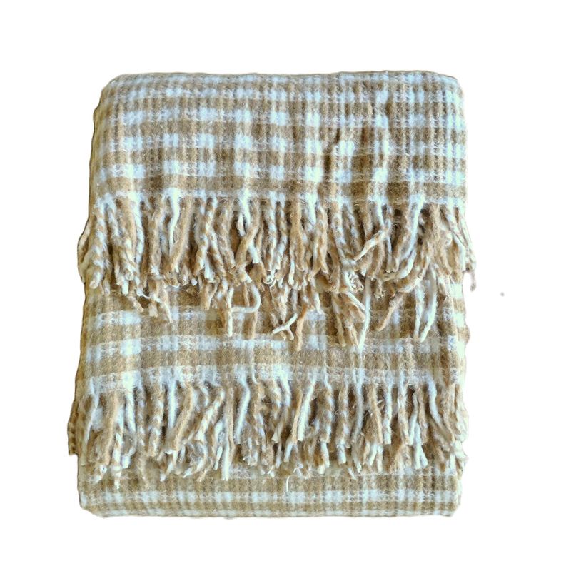 Casa si Gradina - Textile si covoare - Pături și cuverturi - Cuverturi - Patura Kotonia Home - Sarra pentru pat dublu, dimensiunea 180x230 cm, caramel cu ciucuri - Infinity.ro
