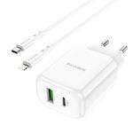 Laptop, Telefoane si Tablete - Telefoane mobile si accesorii - Accesorii Telefoane - Incarcatoare telefoane - Incarcator Retea cu cablu Lightning Borofone BN4 Potential, Quick Charge, 20W, 1 X USB - 1 X USB Tip-C - Alb - Infinity.ro