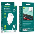 Laptop, Telefoane si Tablete - Telefoane mobile si accesorii - Accesorii Telefoane - Incarcatoare telefoane - Incarcator Retea cu cablu Lightning Borofone BN4 Potential, Quick Charge, 20W, 1 X USB - 1 X USB Tip-C - Alb - Infinity.ro
