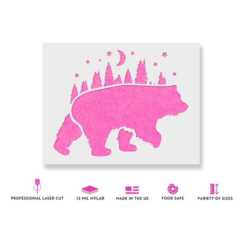 Casa si Gradina - Decoratiuni - DIY - Sabloane decorative pereti - Sablon Perete vopsire, tencuiala 0.7mm Urs de Padure model MXSP7430, 200 x 200 mm - Infinity.ro