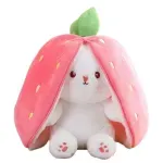 Jucarii, Copii si Bebe - Jucarii si jocuri - Jucarii de plus - Jucarie de Plus Interactiva 2-in-1 Iepurasul Capsunica Moale si Catifelat Se Transforma cu Fermoar Dimensiune 35 cm Roz - Infinity.ro