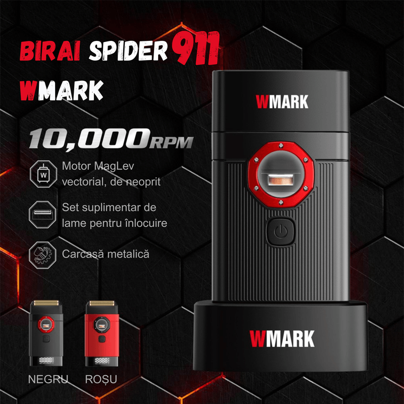 Ingrijire personala si Cosmetice - Aparate & accesorii ingrijire personala - Aparate de ras si tuns - Aparate de ras electrice - Aparat de Ras si Barbierit Electric, Profesional, BIRAI Spider 911, Motor 10.000 RPM - Infinity.ro