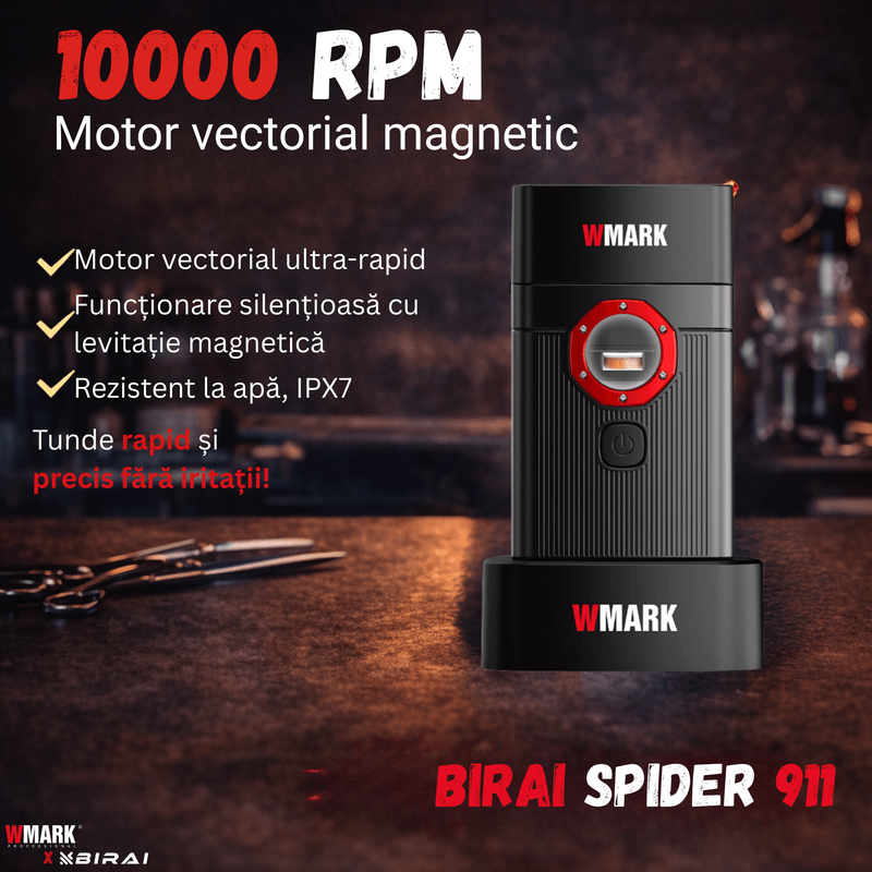 Ingrijire personala si Cosmetice - Aparate & accesorii ingrijire personala - Aparate de ras si tuns - Aparate de ras electrice - Aparat de Ras si Barbierit Electric, Profesional, BIRAI Spider 911, Motor 10.000 RPM - Infinity.ro