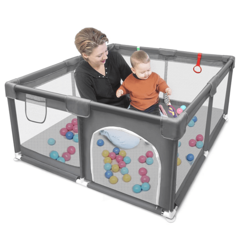 Casa si Gradina - Mobilier - Mobilier copii - Tarcuri copii - Tarc de joaca pentru copii, HappyKID,4 inele ridicare plasa de protectie si usa cu fermoar,dimensiuni 120x120x65cm - Infinity.ro