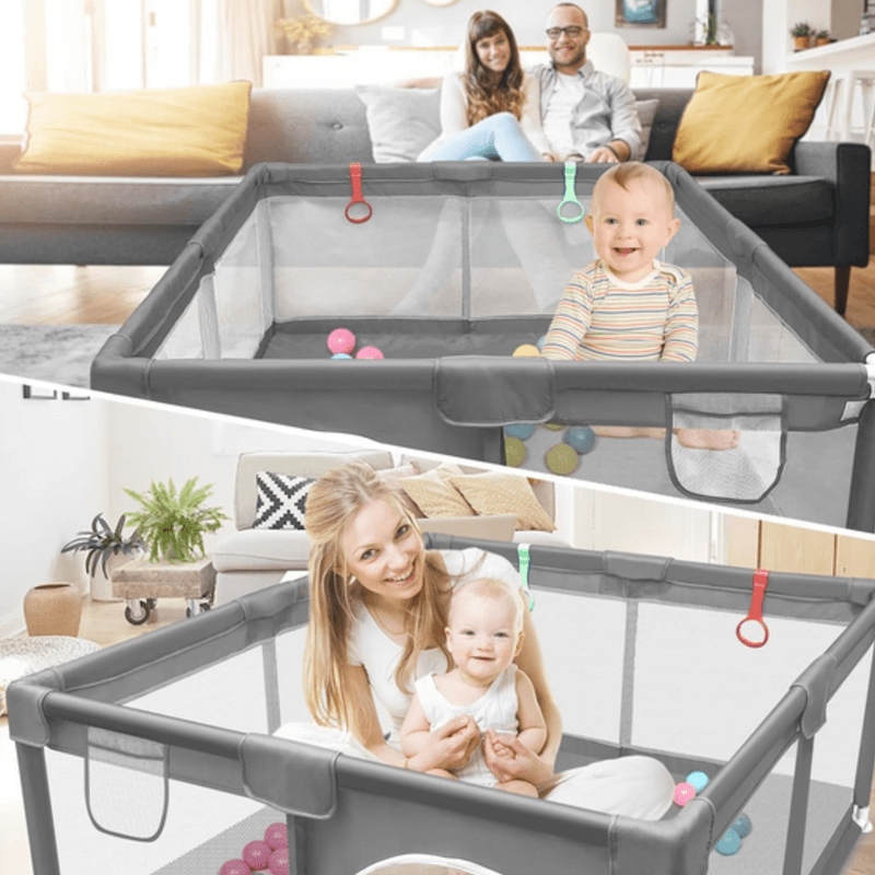 Casa si Gradina - Mobilier - Mobilier copii - Tarcuri copii - Tarc de joaca pentru copii, HappyKID,4 inele ridicare plasa de protectie si usa cu fermoar,dimensiuni 120x120x65cm - Infinity.ro