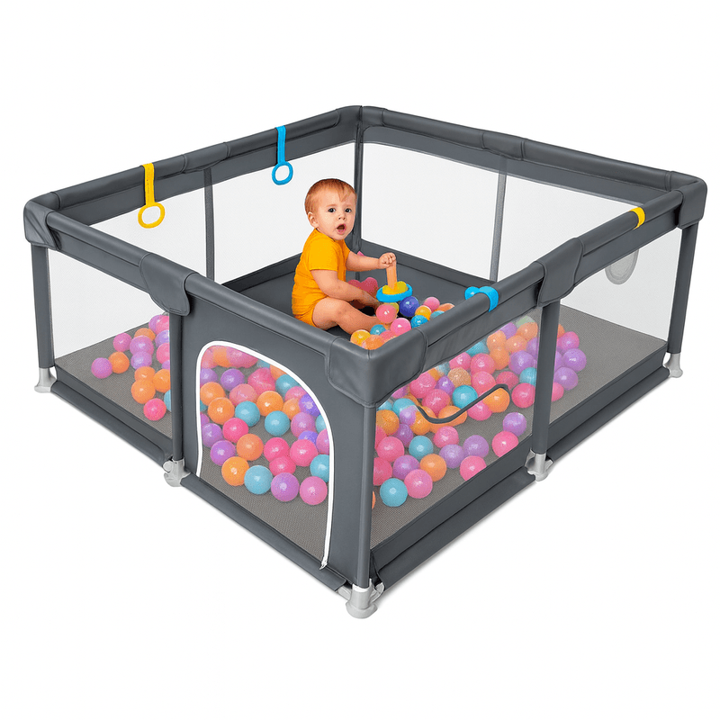 Casa si Gradina - Mobilier - Mobilier copii - Tarcuri copii - Tarc de joaca pentru copii, HappyKID,4 inele ridicare plasa de protectie si usa cu fermoar,dimensiuni 120x120x65cm - Infinity.ro