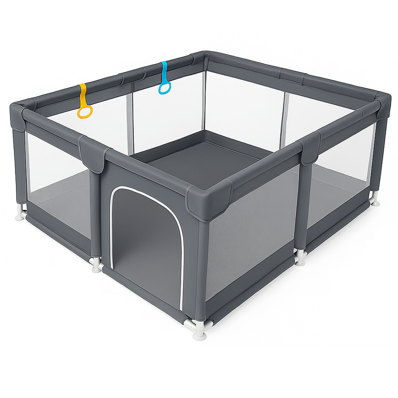 Casa si Gradina - Mobilier - Mobilier copii - Tarcuri copii - Tarc de joaca pentru copii, HappyKID,4 inele ridicare plasa de protectie si usa cu fermoar,dimensiuni 120x120x65cm - Infinity.ro