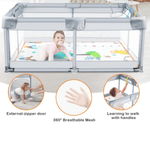Casa si Gradina - Mobilier - Mobilier copii - Tarcuri copii - Tarc de joaca pentru copii, HappyKID,4 inele ridicare plasa de protectie si usa cu fermoar,dimensiuni 120x120x65cm - Infinity.ro