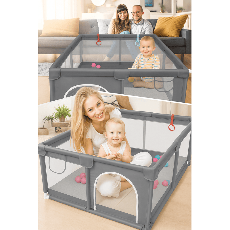 Casa si Gradina - Mobilier - Mobilier copii - Tarcuri copii - Tarc de joaca pentru copii, HappyKID,4 inele ridicare plasa de protectie si usa cu fermoar,dimensiuni 120x120x65cm - Infinity.ro