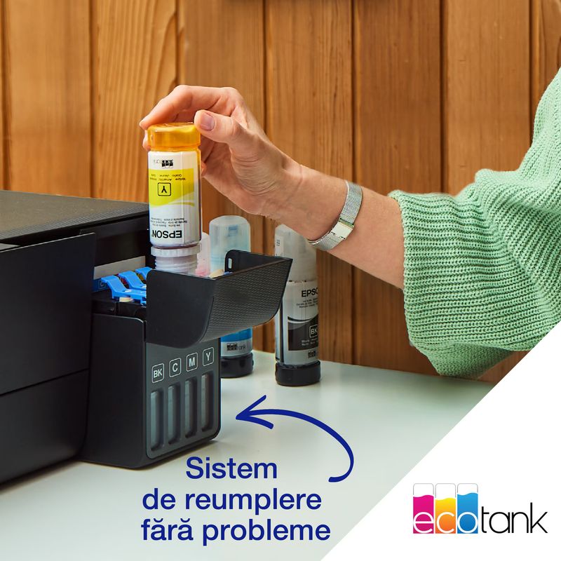 PC, gaming si accesorii - Imprimante, scanere & consumabile - Imprimante - Imprimante si multifunctionale - Imprimanta inkjet color CISS Epson EcoTank L1270, A4, USB, Wireless - Infinity.ro
