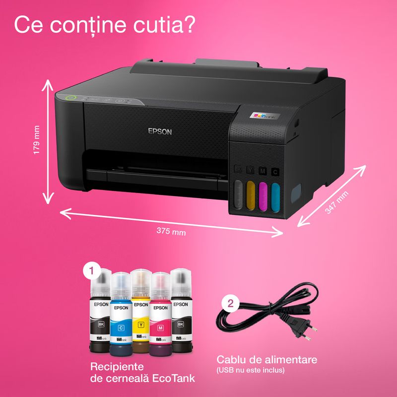 PC, gaming si accesorii - Imprimante, scanere & consumabile - Imprimante - Imprimante si multifunctionale - Imprimanta inkjet color CISS Epson EcoTank L1270, A4, USB, Wireless - Infinity.ro