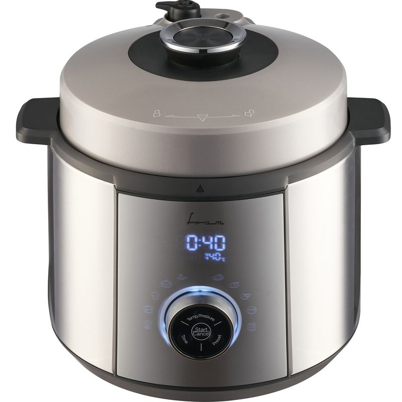 Electronice si Electrocasnice - Electrocasnice bucatarie - Aparate de gatit & desert - Multicooker - Multicooker cu gatire la presiune FRAM FPCK-R57IX, 1100W, 3.7L, presiune max 0.8bar, 10 programe, Argintiu - Infinity.ro