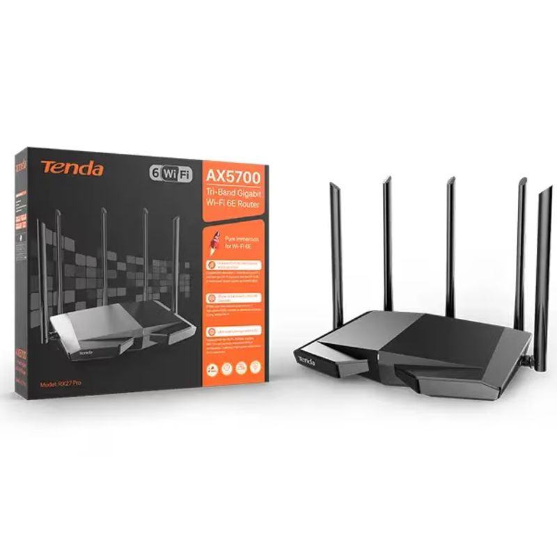 PC, gaming si accesorii - Retelistica - Wireless - Routere Wireless - Router Wireless Tenda RX27 PRO, AX5700, Tri-Band, Wi-Fi 6E - Infinity.ro