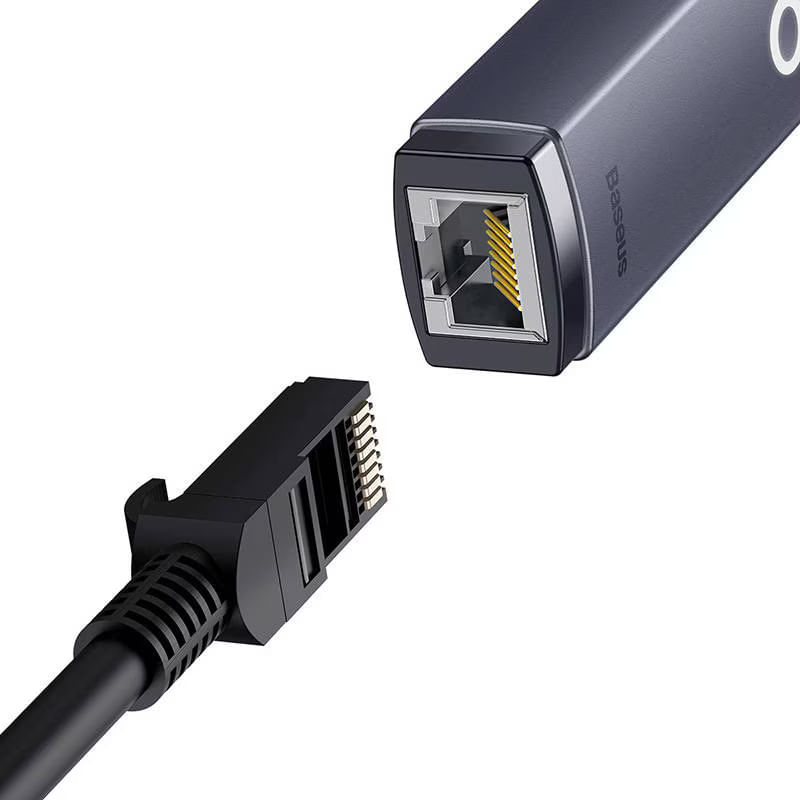 PC, gaming si accesorii - Retelistica - Cabluri si accesorii - Adaptor de retea extern Baseus Lite Series, USB-C la RJ45, Viteza de pana la 1000 Mbps, Gri - Infinity.ro