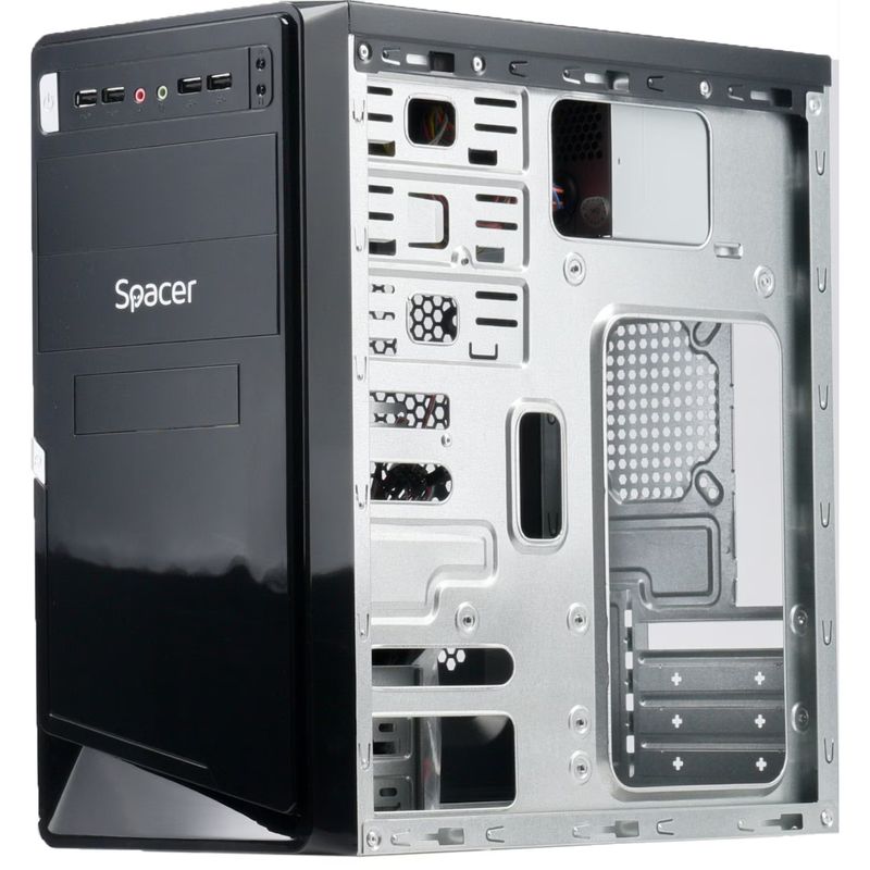PC, gaming si accesorii - Componente PC - Componente - Carcase PC si server - Carcasa Spacer Moon, ATX Mini-Tower, Sursa 450W, Neagra - Infinity.ro