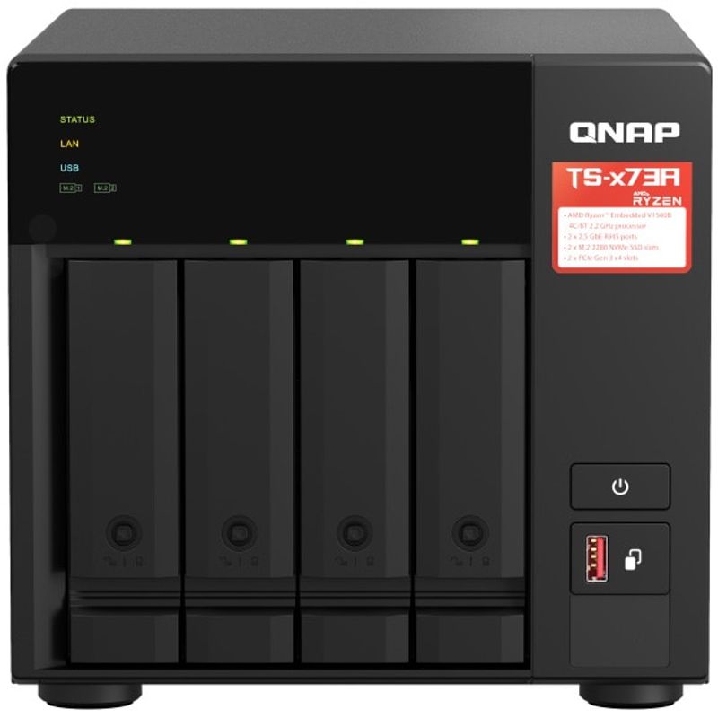 PC, gaming si accesorii - Retelistica - Network Attached Storage - NAS - NAS Qnap TS-473A-8G, Procesor AMD Ryzen V1500B, 4-Bay, 8GB DDR4, 2x 2.5GbE - Infinity.ro