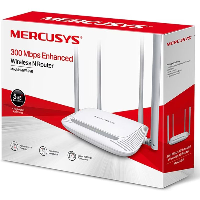 PC, gaming si accesorii - Retelistica - Wireless - Routere Wireless - Router wireless Mercusys MW325R, 300Mbps, 4 porturi 10/100Mbps, 4 antene - Infinity.ro