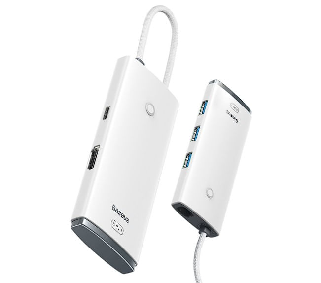 Docking Station Baseus WKQX040002, 6-in-1, PD 100W, Alb