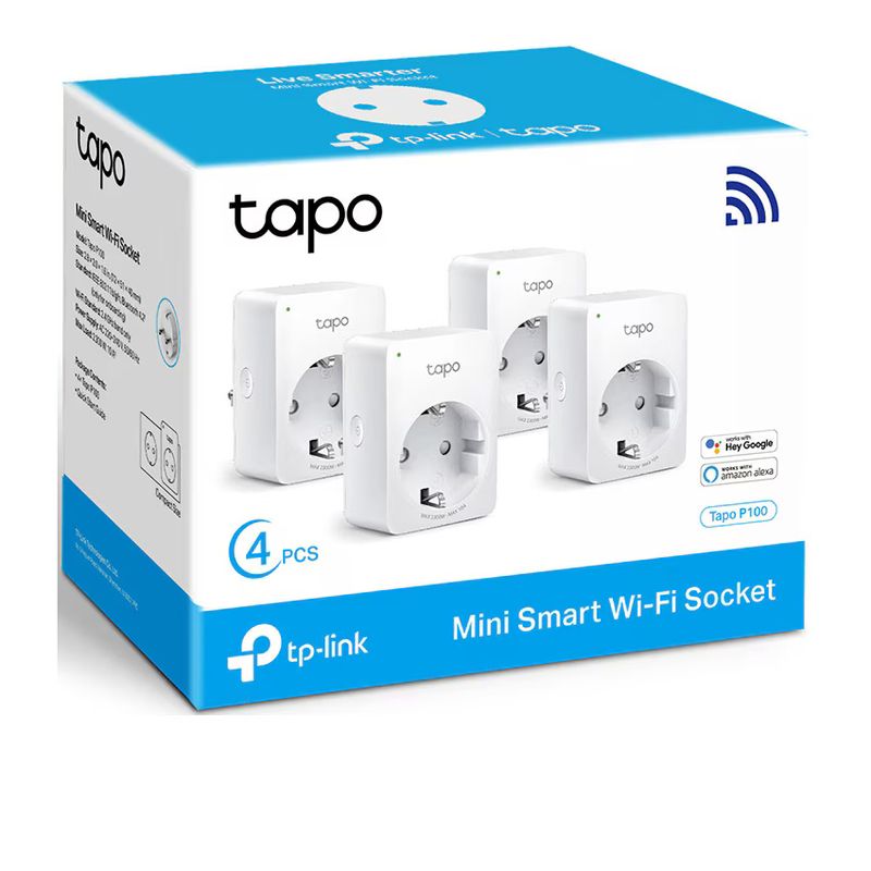 Casa si Gradina - Electrice - Prize - Pachet 4 prize inteligente TP-Link Tapo P100, Wi-Fi, 10A, Alb - Infinity.ro