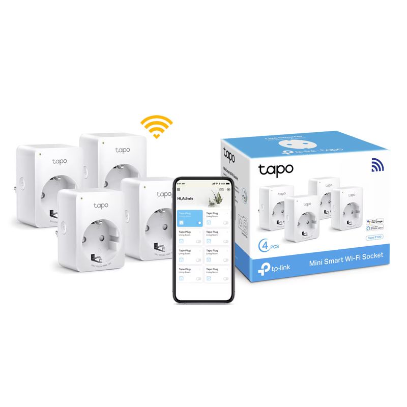 Casa si Gradina - Electrice - Prize - Pachet 4 prize inteligente TP-Link Tapo P100, Wi-Fi, 10A, Alb - Infinity.ro