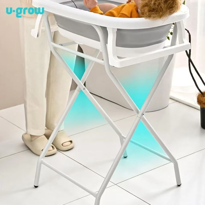Jucarii, Copii si Bebe - Igiena si ingrijire - Baia bebelusului - Cadite bebe si accesorii baie - Cadita pliabila cu suport metalic U-Grow, 0 luni+, termometru inclus - Infinity.ro