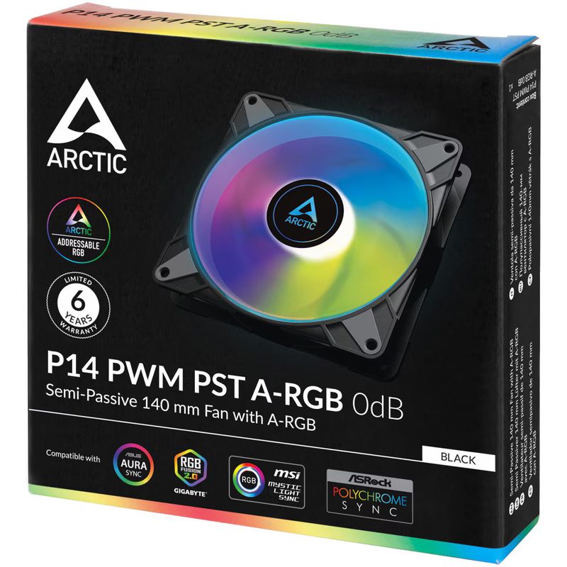 PC, gaming si accesorii - Componente PC - Coolere si Ventilatoare PC - Ventilatoare PC - Ventilator Arctic PC, P14 PWM PST A-RGB Black - Infinity.ro