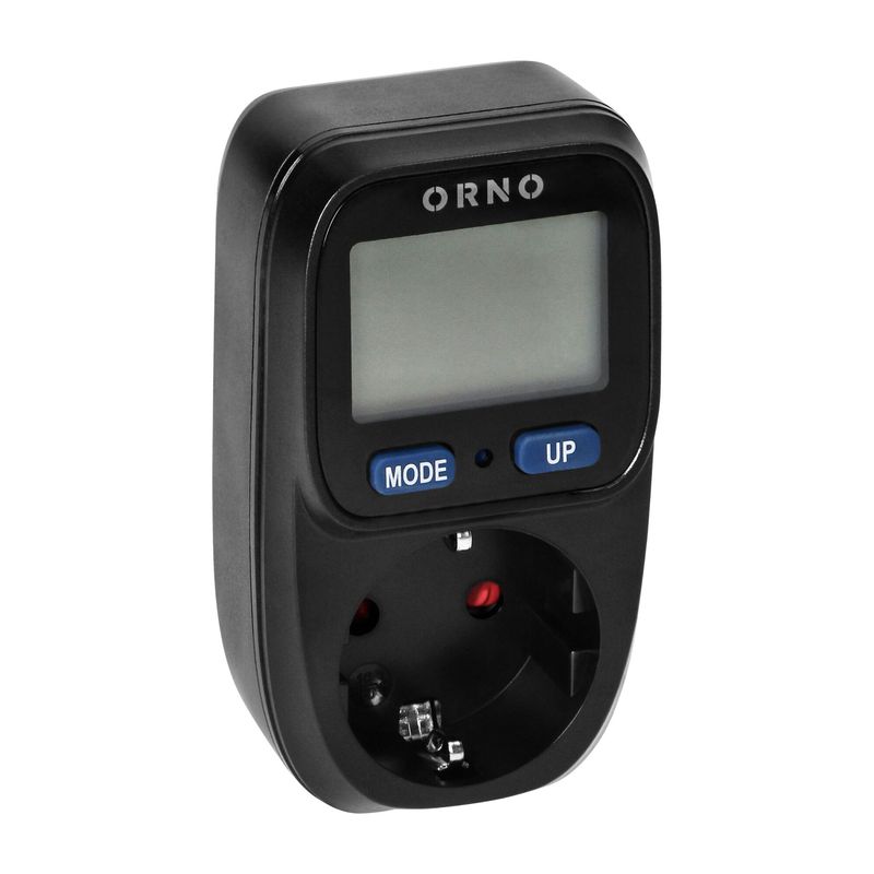Casa si Gradina - Electrice - Accesorii electrice - Aparate de masura si control - Priza cu contor de energie ORNO OR-WAT-419(GS)/B, 16A, 230V, afisaj LCD, negru - Infinity.ro