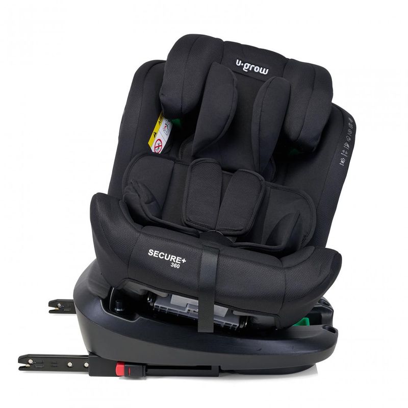 Jucarii, Copii si Bebe - Carucioare si articole de transport - Scaune auto copii - Scaun auto U-Grow Secure+ UG-HB51-BK, rotativ 360, 40-150cm, Isofix, negru - Infinity.ro