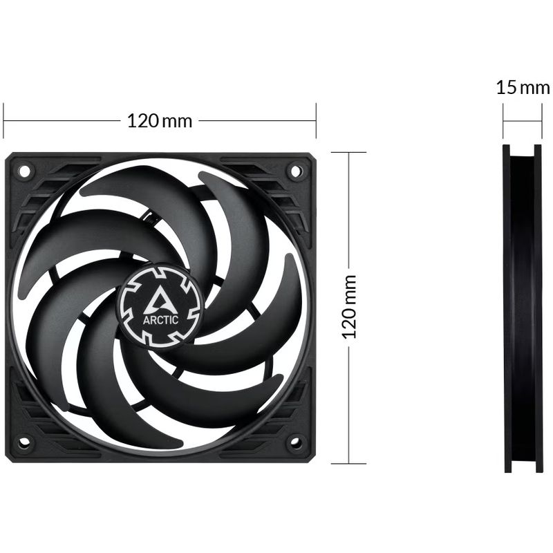 PC, gaming si accesorii - Componente PC - Coolere si Ventilatoare PC - Ventilatoare PC - Ventilator ARCTIC P12 SLIM PWM PST, pachet 3 ventilatoare, Negru - Infinity.ro