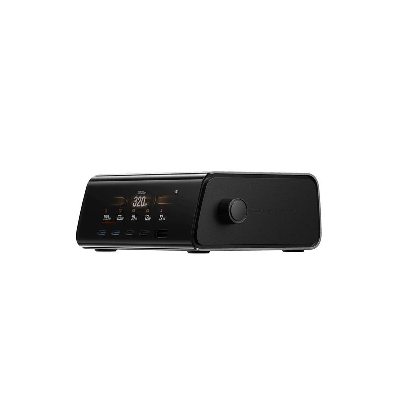 Laptop, Telefoane si Tablete - Telefoane mobile si accesorii - Accesorii Telefoane - Incarcatoare telefoane - Incarcator si statie de incarcare EcoFlow RAPID Pro 320W, 5 porturi GaN, Negru - Infinity.ro