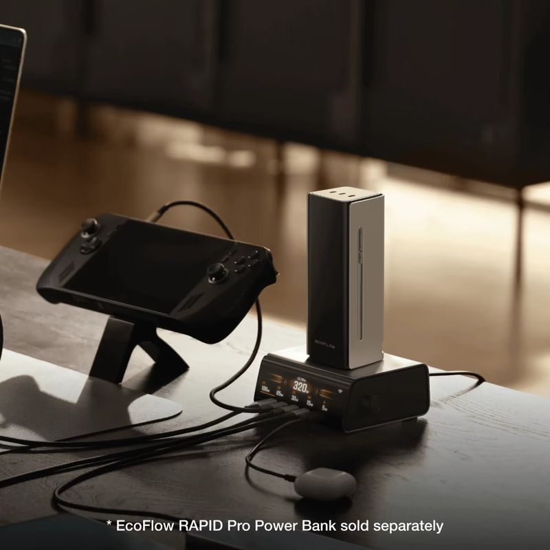 Laptop, Telefoane si Tablete - Telefoane mobile si accesorii - Accesorii Telefoane - Incarcatoare telefoane - Incarcator si statie de incarcare EcoFlow RAPID Pro 320W, 5 porturi GaN, Negru - Infinity.ro