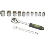 Casa si Gradina - Constructii - Scule de mana si unelte - Chei si truse chei - Set 12 piese Heinner CTSM018, Cheie cu clichet 3/8", capete chei tubulare, 10-24 mm, material chrome-vanadium - Infinity.ro