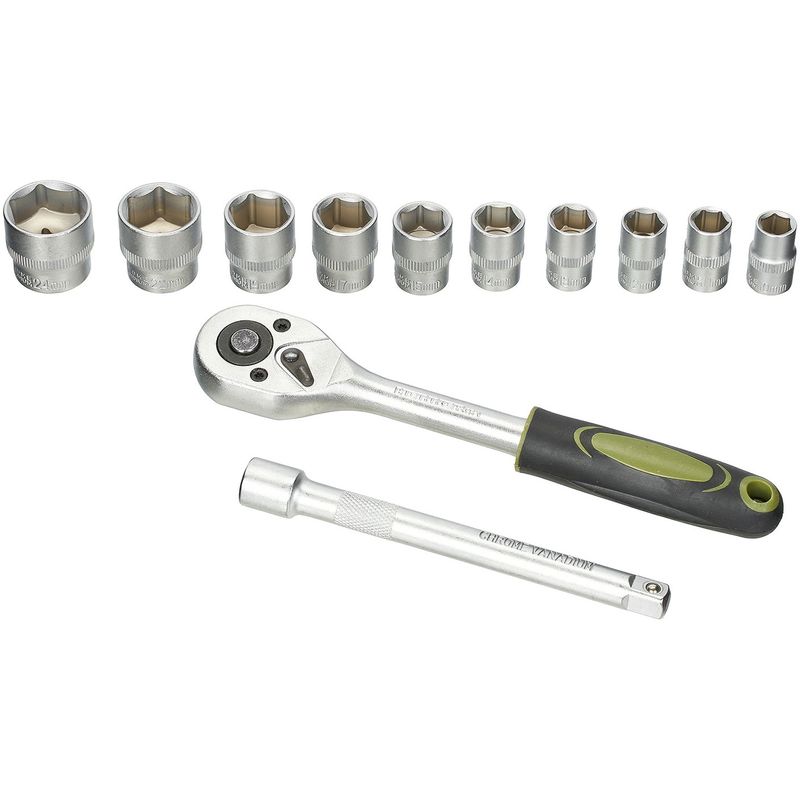 Casa si Gradina - Constructii - Scule de mana si unelte - Chei si truse chei - Set 12 piese Heinner CTSM018, Cheie cu clichet 3/8", capete chei tubulare, 10-24 mm, material chrome-vanadium - Infinity.ro