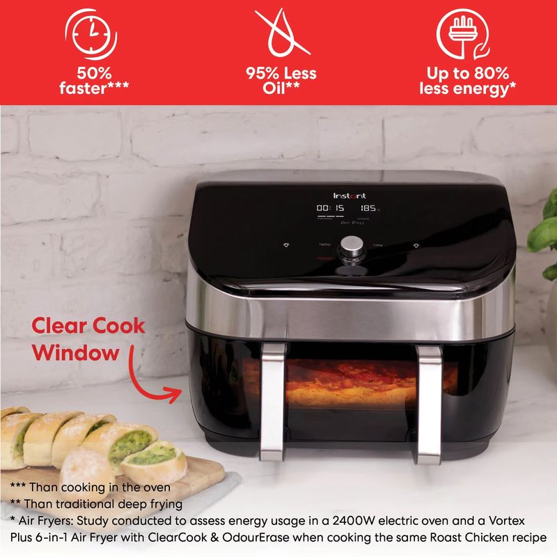 Electronice si Electrocasnice - Electrocasnice bucatarie - Aparate de gatit & desert - Friteuze - Friteuza cu aer cald Instant Pot Vortex Plus 8.5 VersaZone, 1700W, 6 functii, SyncCook & Finish - Infinity.ro
